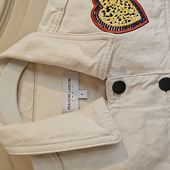 Maison Labiche PARIS small Ecru heart jean jacket 😍 ♥️ Anthropologie - Picture 4 of 8